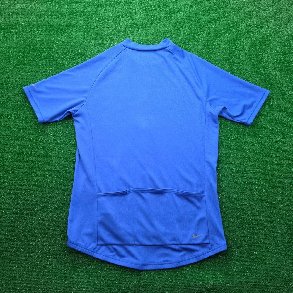 Vintage Nike Dri Fit Short Sleeve Cycling Jersey Mens Large Blue Half Zip